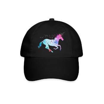 Einhorn mit Glitzer - Baseballkappe - Schwarz/Schwarz - Vorne