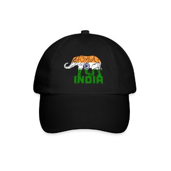 Indien Elefant / Flagge Geschenk Nationalfarbe - Baseballkappe - Schwarz/Schwarz - Vorne