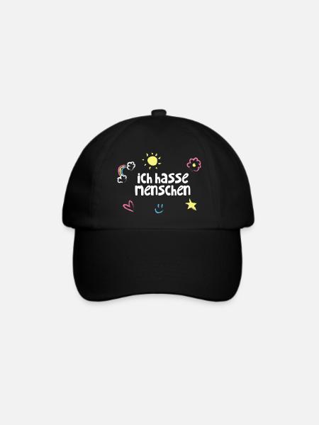 Ich hasse Menschen - Baseballkappe - Schwarz/Schwarz