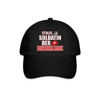 stolze Soldatin schweizer Armee Militär Geschenk - Baseballkappe - Schwarz/Schwarz - Vorne