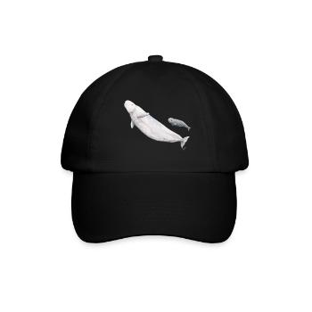 Beluga weiß und ihr Kalb - Beluga und Kalb - Baseballkappe - Schwarz/Schwarz - Vorne