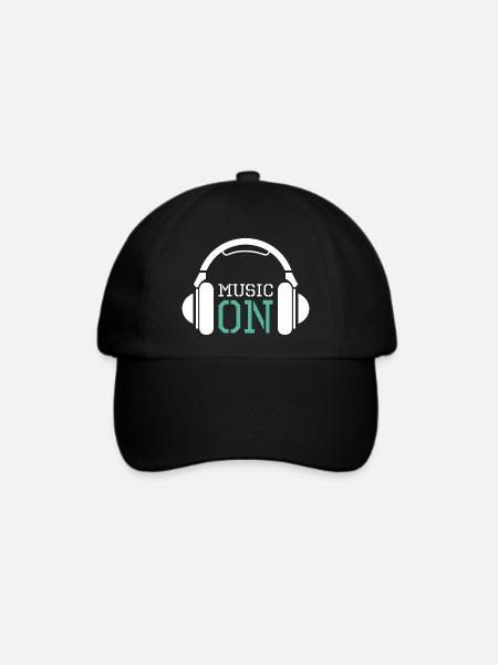 Kopfhörer Musik Liebe DJ Techno Hip Hop Logo icon - Baseballkappe - Schwarz/Schwarz