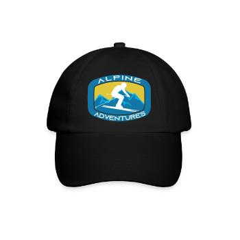 alpine Adventures, Ski, Snowboard, Extremsport - Baseballkappe - Schwarz/Schwarz - Vorne