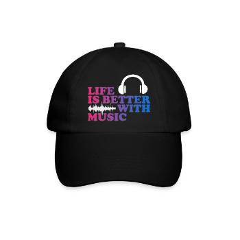 Music helps - Baseballkappe - Schwarz/Schwarz - Vorne