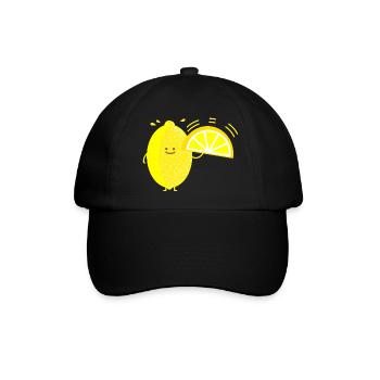 Lustige Zitrone mit Fächer - Baseballkappe - Schwarz/Schwarz - Vorne