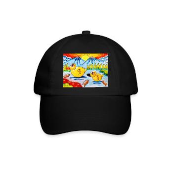 Glückliche Farbe Glückliche Welt - Baseballkappe - Schwarz/Schwarz - Vorne