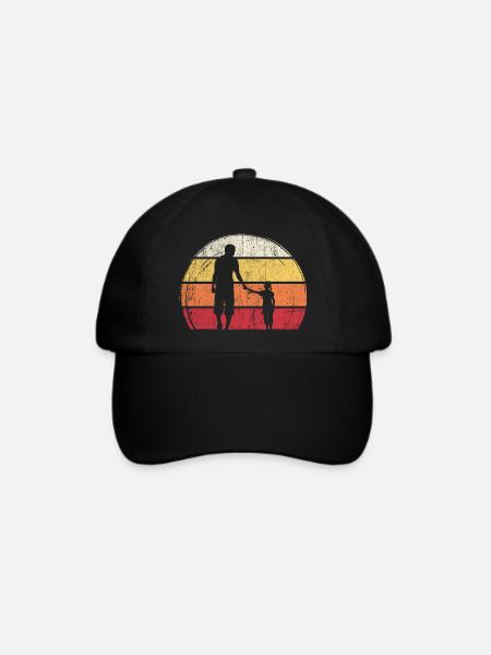 Sunset Silhouette: Vater und Kind - Baseballkappe - Schwarz/Schwarz