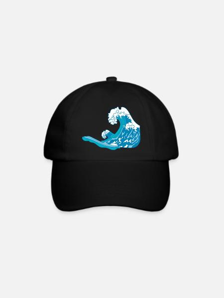 Wellen im Meer - Baseballkappe - Schwarz/Schwarz