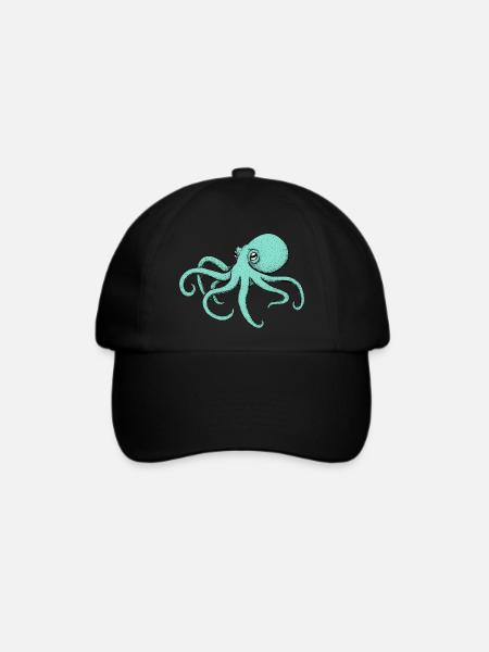 Oktopus grün cool Kraken Geschenk Geburtstag - Baseballkappe - Schwarz/Schwarz