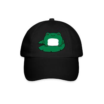 Frosch auf Seerose - Baseballkappe - Schwarz/Schwarz - Vorne