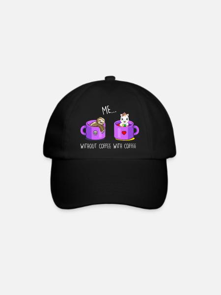 Ich ohne Kaffee Ich mit Kaffee Faultier Einhorn - Baseballkappe - Schwarz/Schwarz