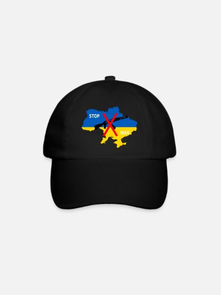 Unterstütze die Ukraine, Ukraine - stoppt den Krieg - Baseballkappe - Schwarz/Schwarz