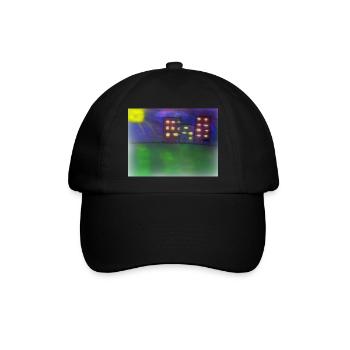 Stadt in der Dämmerung - Baseballkappe - Schwarz/Schwarz - Vorne