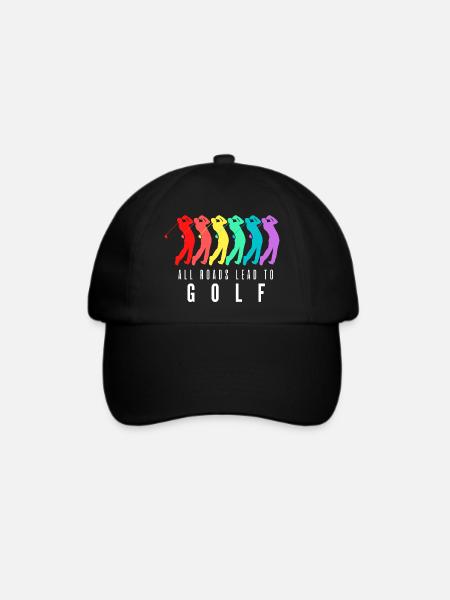 Alle Wege führen zum Golf - Baseballkappe - Schwarz/Schwarz