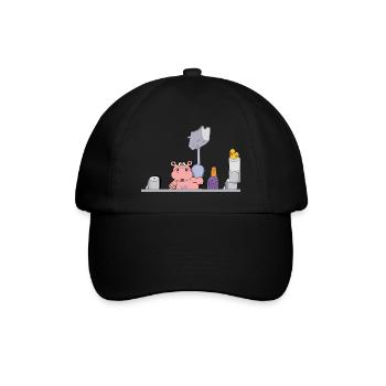 klo toilette bad badezimmer kinder haushalt hippo - Baseballkappe - Schwarz/Schwarz - Vorne
