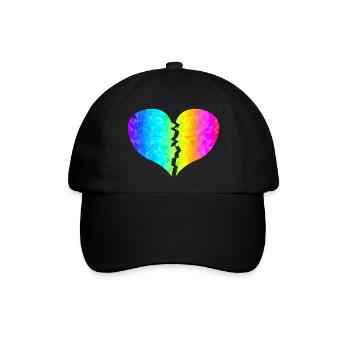 buntes Herz Regenbogenfarben - Baseballkappe - Schwarz/Schwarz - Vorne