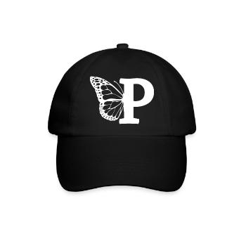 Buchstabe P Schmetterling - Baseballkappe - Schwarz/Schwarz - Vorne