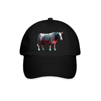 Der surrealistische Stier - Baseballkappe - Schwarz/Schwarz - Vorne