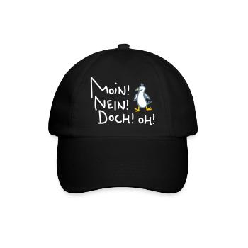 Lustige Moin Möwe - Baseballkappe - Schwarz/Schwarz - Vorne