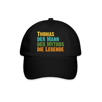Thomas der Mythos die Legende Vorname Thomas - Baseballkappe - Schwarz/Schwarz - Vorne