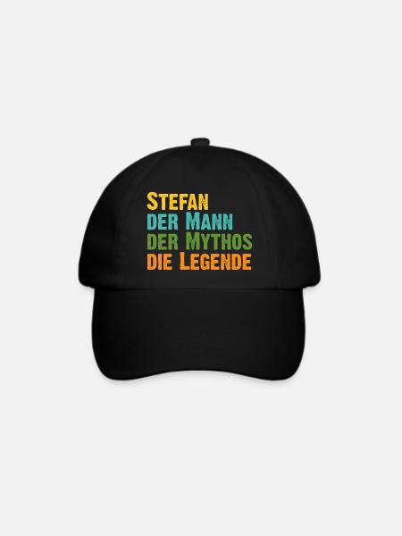 Stefan der Mythos die Legende Vorname Stefan - Baseballkappe - Schwarz/Schwarz