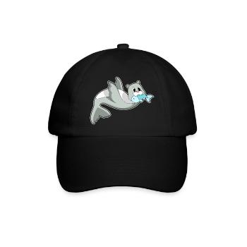Seehund Fisch - Baseballkappe - Schwarz/Schwarz - Vorne