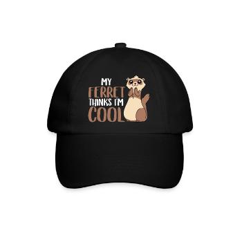 Cute Funny Weasel My Ferret Thinks I'm Cool - Baseballkappe - Schwarz/Schwarz - Vorne