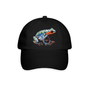 Pfeilgiftfrosch schön coloriert in bunten Farben - Baseballkappe - Schwarz/Schwarz - Vorne