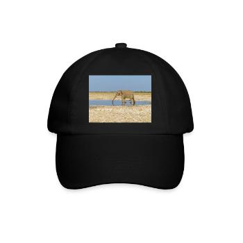 Elefant und Landschaft im Etosha Nationalpark - Baseballkappe - Schwarz/Schwarz - Vorne