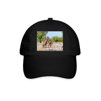 Giraffe und Landschaft im Etosha Nationalpark - Baseballkappe - Schwarz/Schwarz - Vorne