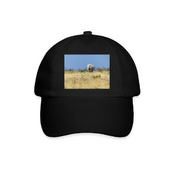 Elefant und Landschaft im Etosha Nationalpark - Baseballkappe - Schwarz/Schwarz - Vorne