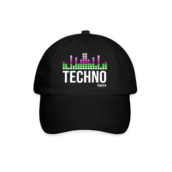 Techno - Baseballkappe - Schwarz/Schwarz - Vorne