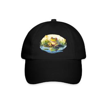 Der grüne Frosch ist eine kleine Amphibie - Baseballkappe - Schwarz/Schwarz - Vorne