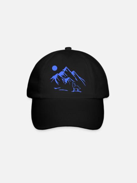 wolf vollmond - Baseballkappe - Schwarz/Schwarz