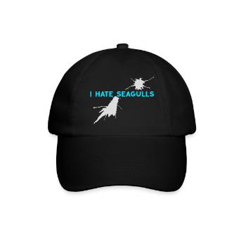I hate Seagulls Seemöwe Kapitän Hafenmeister Boot - Baseballkappe - Schwarz/Schwarz - Vorne