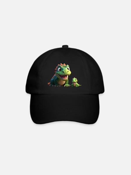Zwei Dinofreunde süß - Baseballkappe - Schwarz/Schwarz