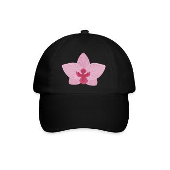 Flieder-Orchidee - Baseballkappe - Schwarz/Schwarz - Vorne