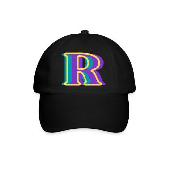 Mehrfarbiger Buchstabe r - Baseballkappe - Schwarz/Schwarz - Vorne