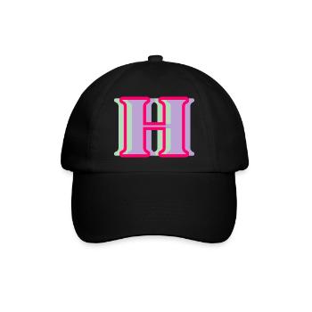 Mehrfarbiger Buchstabe h - Baseballkappe - Schwarz/Schwarz - Vorne