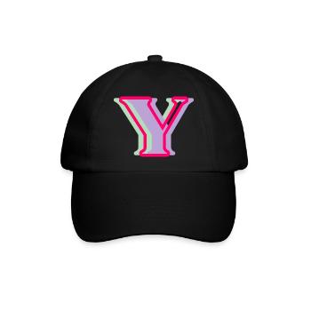 Mehrfarbiger Buchstabe y - Baseballkappe - Schwarz/Schwarz - Vorne