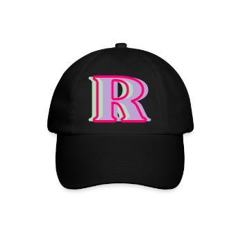 Mehrfarbiger Buchstabe r - Baseballkappe - Schwarz/Schwarz - Vorne