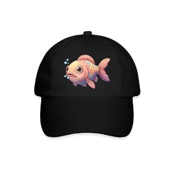 Bunter Fisch mit schimmernden Schuppen - Baseballkappe - Schwarz/Schwarz - Vorne