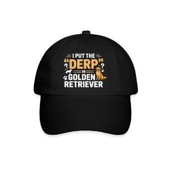 Lustiger Golden Retriever Derp Hund Design - Baseballkappe - Schwarz/Schwarz - Vorne