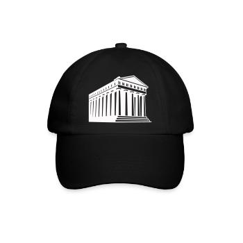 Antike griechische Tempelillustration - Baseballkappe - Schwarz/Schwarz - Vorne