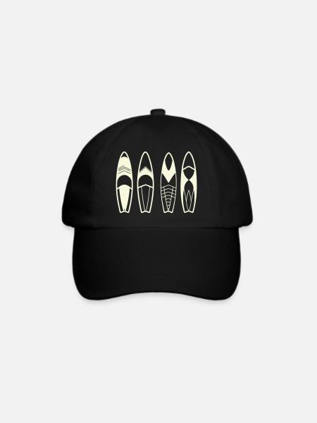 Minimalistische abstrakte Surfbretter - Baseballkappe - Schwarz/Schwarz