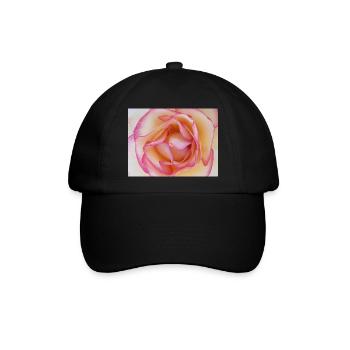 Zartrosa Rosenblüte Nahaufnahme - Baseballkappe - Schwarz/Schwarz - Vorne