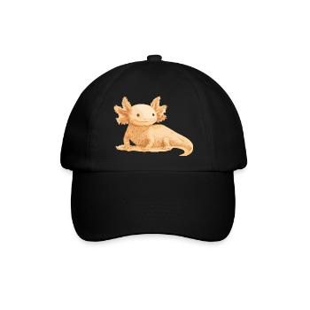 Realistisches Axolotl – Detailreiche Illustration - Baseballkappe - Schwarz/Schwarz - Vorne