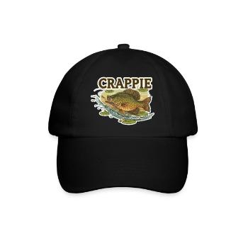 Crappie Fisch Motiv: Farbiges Anglerbild - Baseballkappe - Schwarz/Schwarz - Vorne