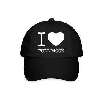 I love Full moon Vollmond - Baseballkappe - Schwarz/Schwarz - Vorne