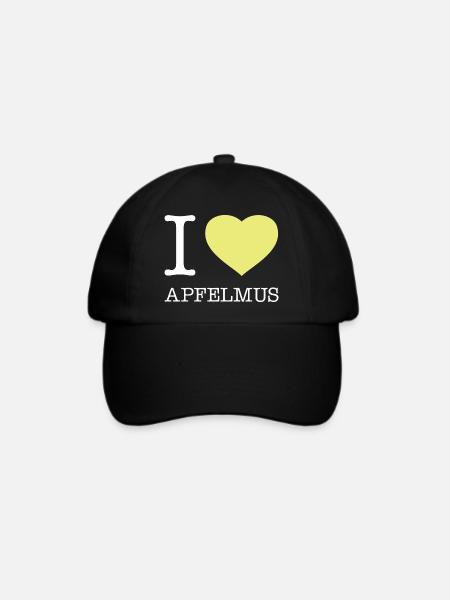 I love Apfelmus - Baseballkappe - Schwarz/Schwarz